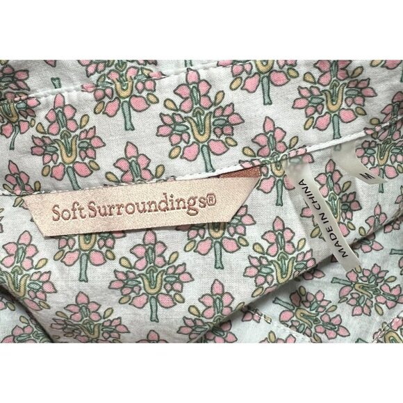 Soft Surroundings Sz M Floral Paisley Print Pintuck Pleated Blouse Popover Top - Picture 8 of 11